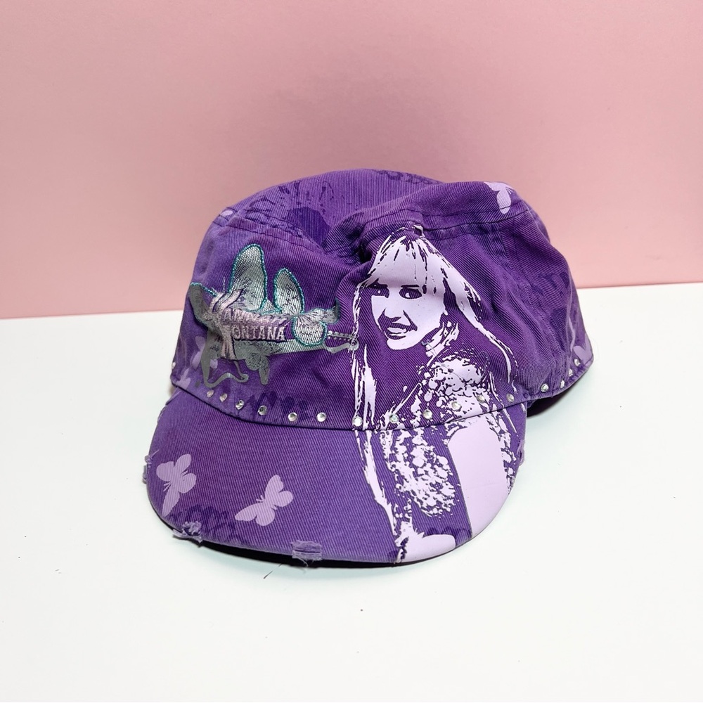 Vintage y2k 2000s mcbling purple Hannah Montana rhinestone hat